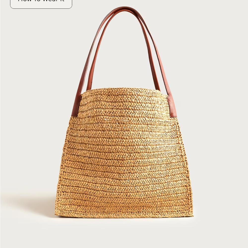 NEW J. Crew Large handknotted packable tote bag leather straps BZ445 $178 - Picture 4 of 10